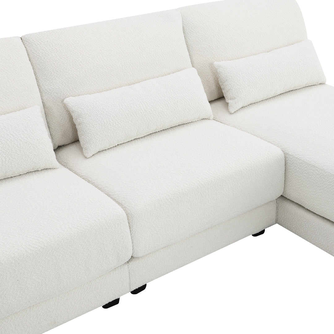 [VIDEO provided][New]120*61" Oversized Deep Seat Sectional Sofa with Reversible Chaise,Loop Yarn Fabric 5-seat Armless Indoor Furniture,Convertible L-shaped Couch for Living Room,Apartment,3 Colors