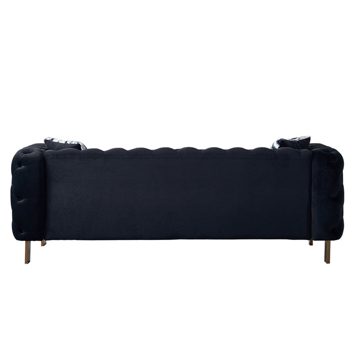 Chesterfield Modern Tufted Velvet Living Room Sofa, 84.25''W Couch,Black