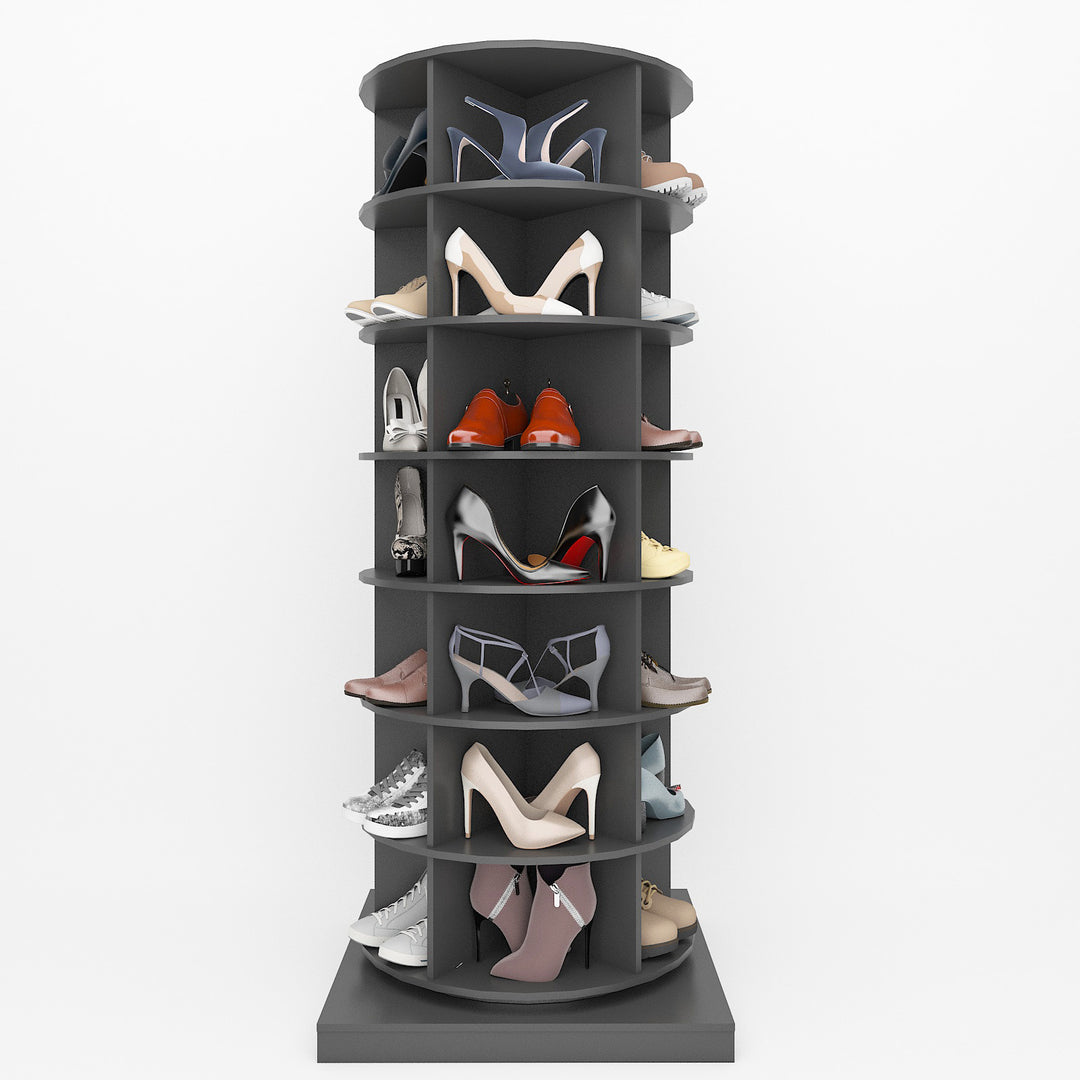 360 gray rotating shoe cabinet with 7 layers can accommodate up to 28 Paris shoes