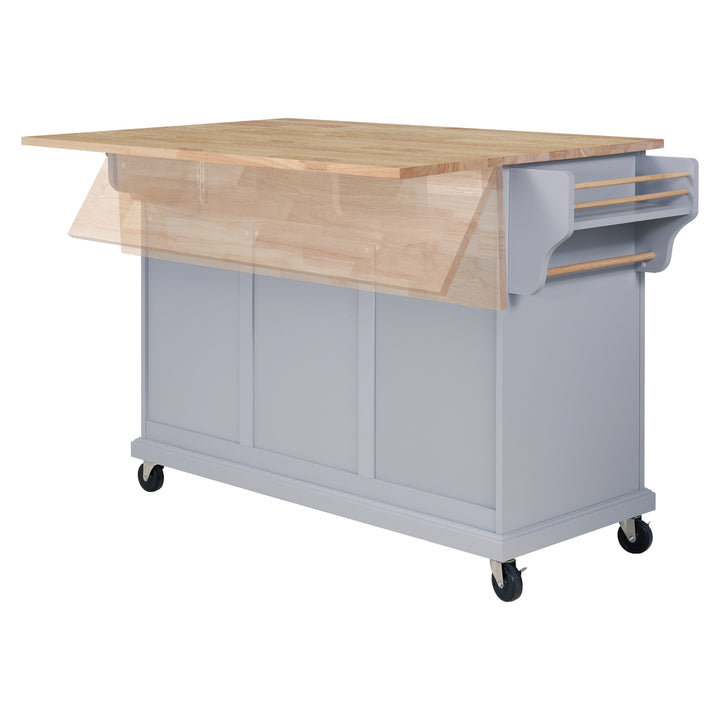 Cambridge Natural Wood Top Kitchen Island with Storage