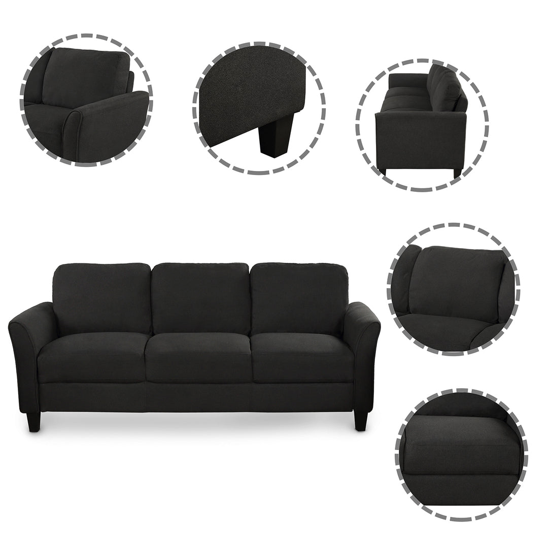 Living Room Furniture Loveseat Sofa and 3-seat  sofa (Black)