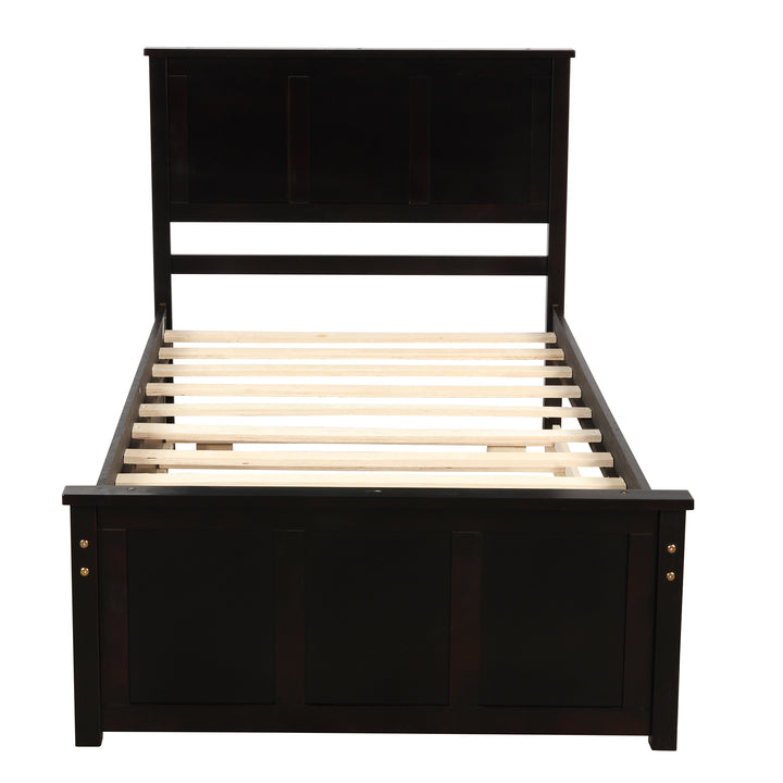 Platform Storage Bed, 2 drawers with wheels, Twin Size Frame, Espresso (New SKU:WF283062AAP)