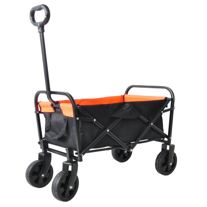 Mini Folding Wagon Garden Shopping Beach Cart （black+yellow）