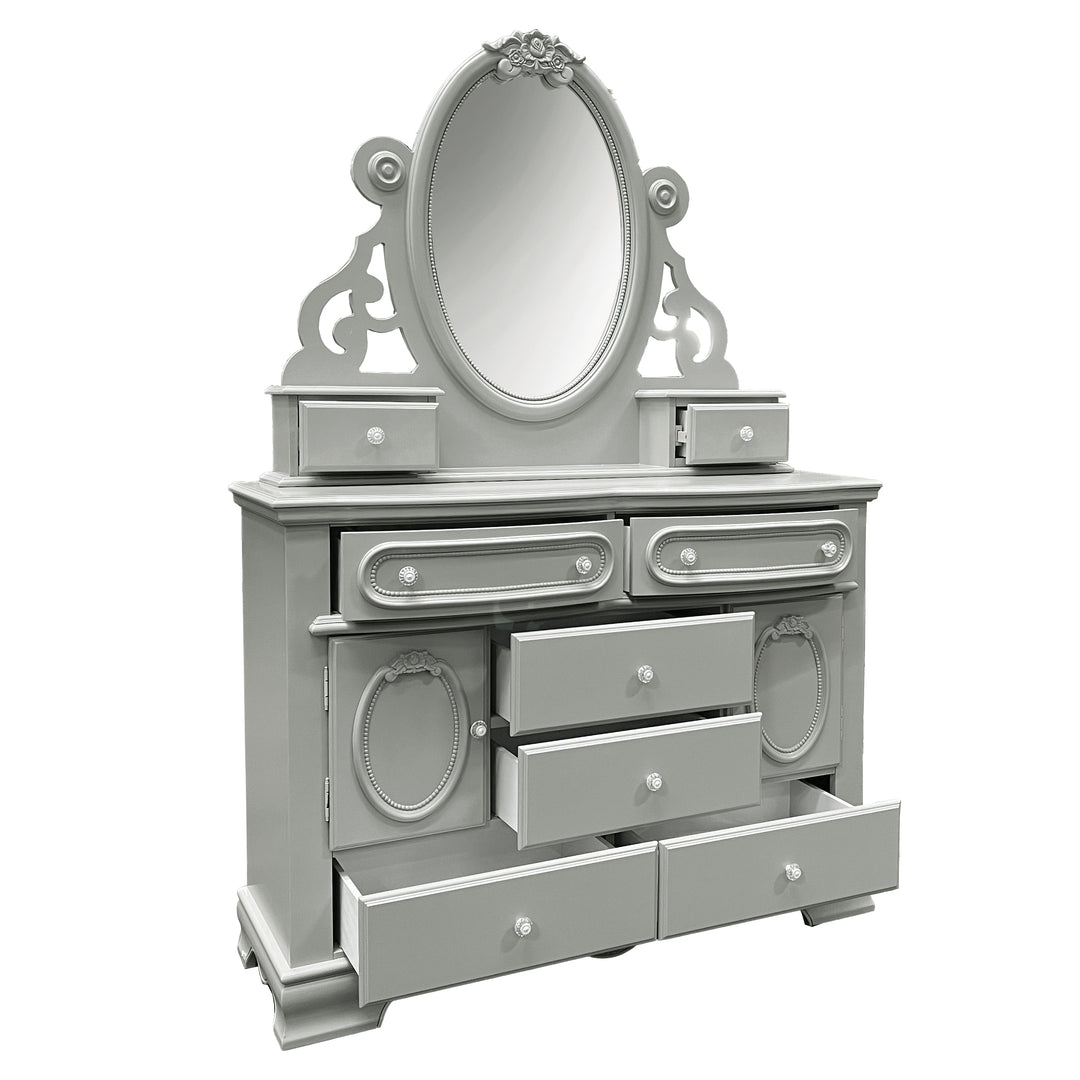 ACME Flora Jewelry Mirror, Gray Finish BD02206