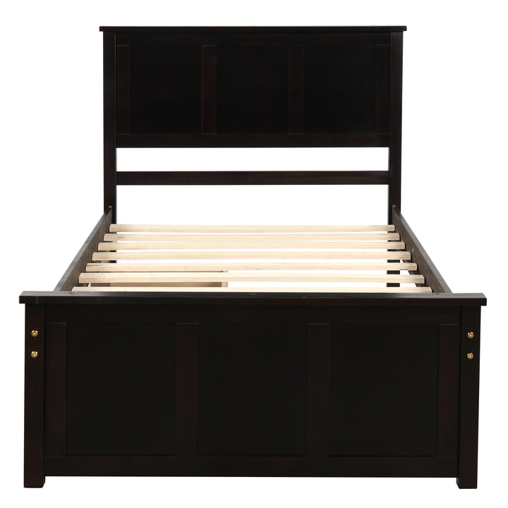 Platform Storage Bed, 2 drawers with wheels, Twin Size Frame, Espresso (New SKU:WF283062AAP)