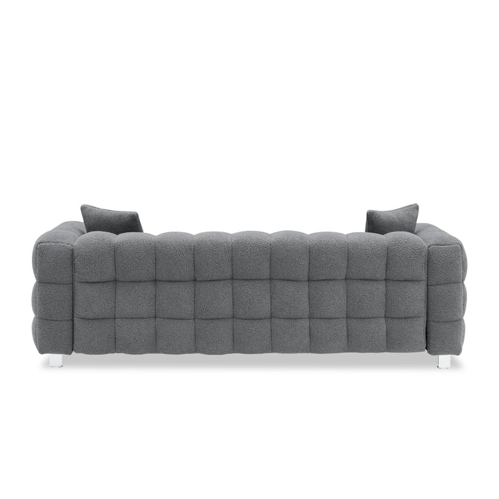 2146  Sofa Include Two Pillows 80" Gray Grain Fleece Fabric Suitable For Living Room Bedroom Apartment