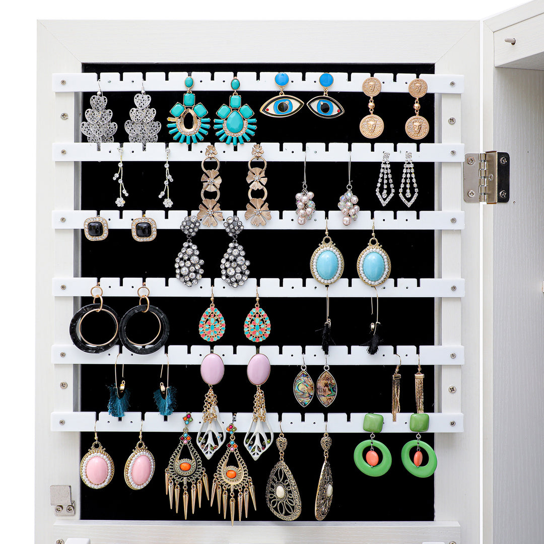 Fashion Simple Jewelry Storage Mirror Cabinet With LED Lights Can Be Hung On The Door Or Wall