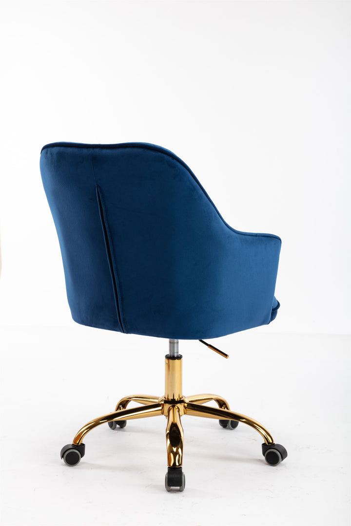 COOLMORE Velvet Swivel Shell Chair for Living Room ,Office chair , Modern Leisure Arm Chair Navy