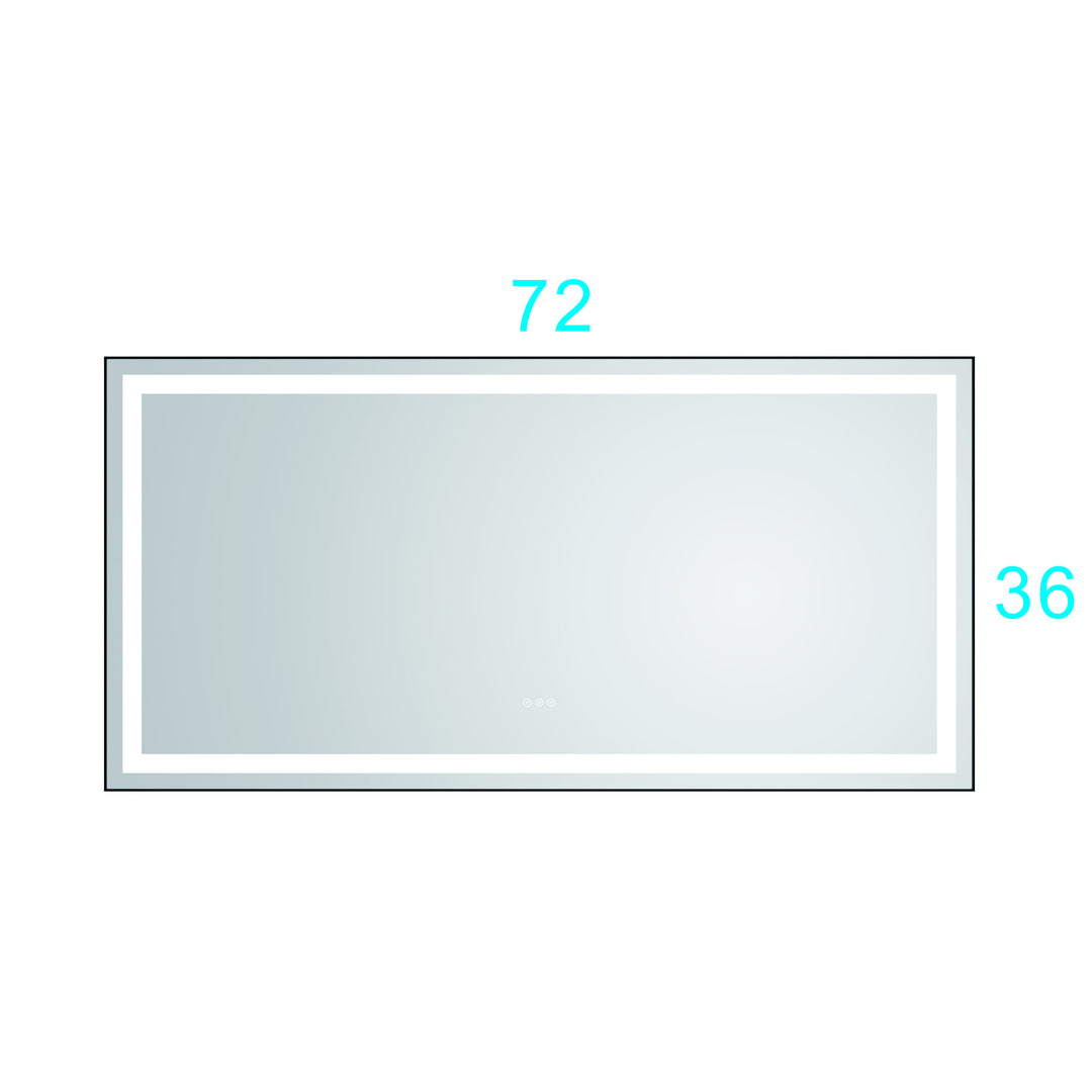 72 in. W x 36 in. H   LED Single Bathroom Vanity Mirror in Polished Crystal Bathroom Vanity LED Mirror with 3 Color Lights Mirror for Bathroom Wall  Smart Lighted Vanity Mirrors