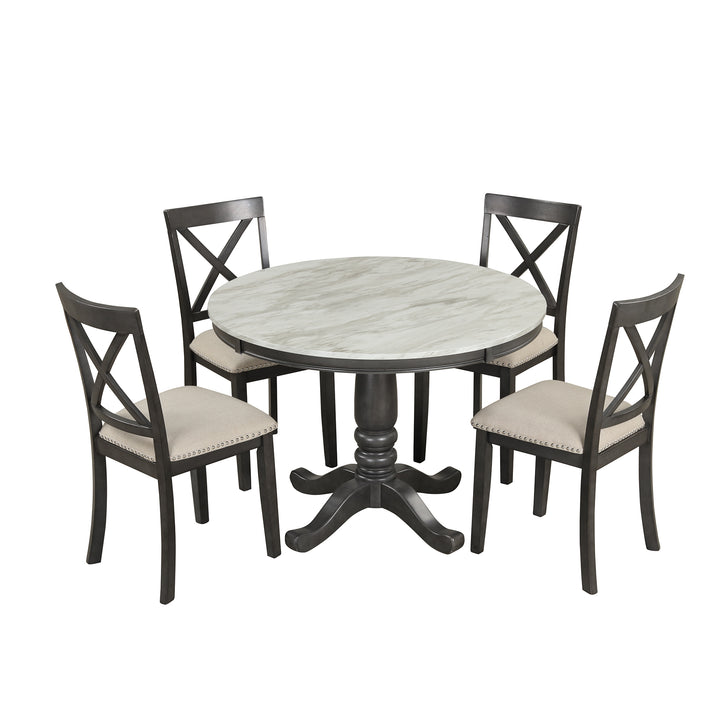 Orisfur. 5 Pieces Dining Table and Chairs Set for 4 Persons, Kitchen Room Solid Wood Table with 4 Chairs