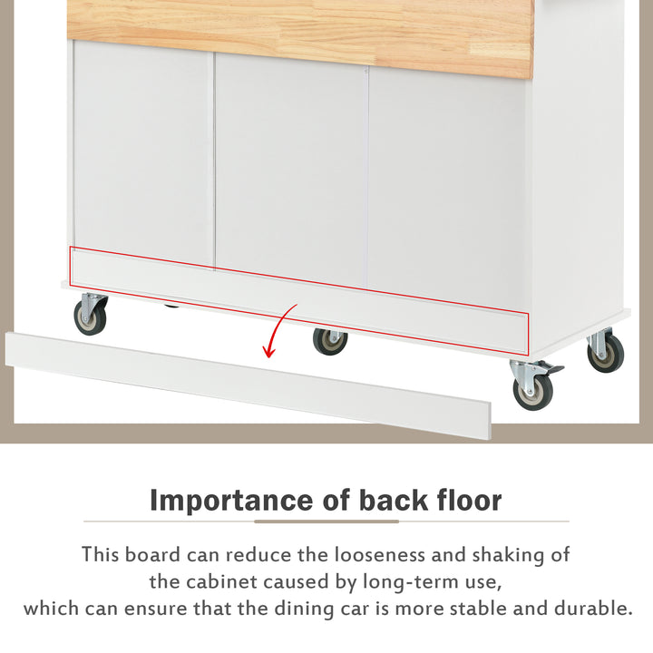 Rolling Mobile Kitchen Island with Solid Wood Top and Locking Wheels,52.7 Inch Width,Storage Cabinet and Drop Leaf Breakfast Bar,Spice Rack, Towel Rack & Drawer (White)