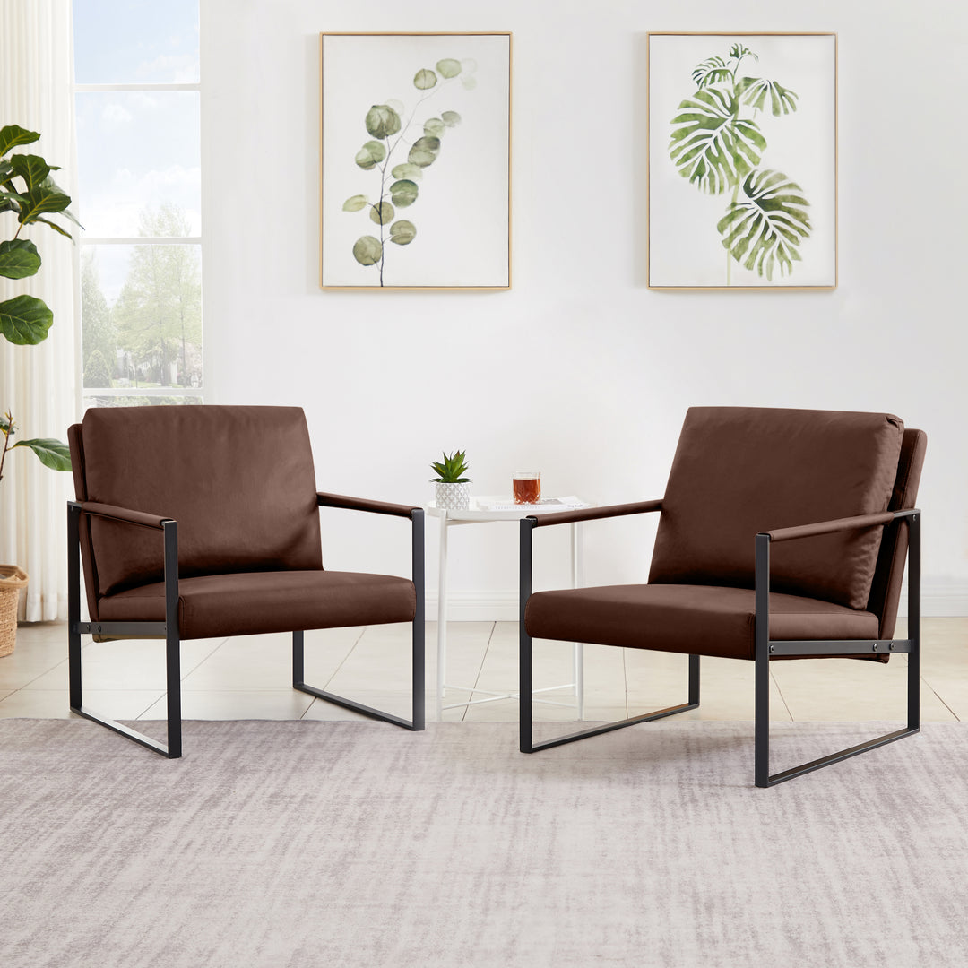 Lounge, living room, office or the reception area PVC leather accent arm chair with Extra thick padded backrest and seat cushion sofa chairs,Non-slip adsorption feet,sturdy metal frame,Brown