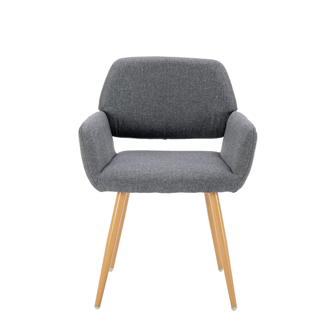 Hengming  Small Modern Living Dining Room Accent  Chairs Fabric Mid-Century Upholstered Side Seat Club Guest with Metal Legs  Legs (Gray)1pcs/ctn.