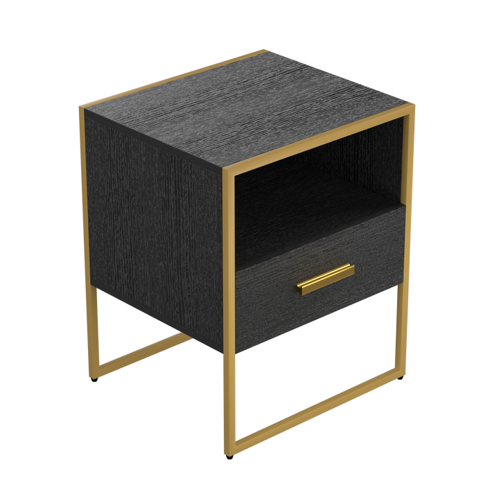 Update Modern Nightstand with 1Drawers, Suitable for Bedroom/Living Room/Side Table (Gold and Black )