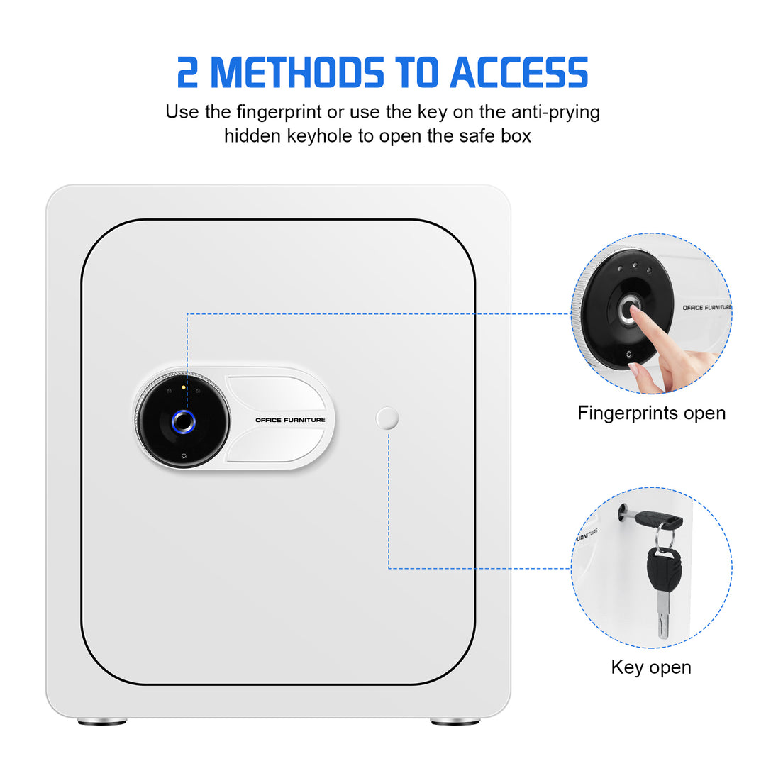 2 Cub Safe Box, 3 opening methods  Safe for Money Valuables, White