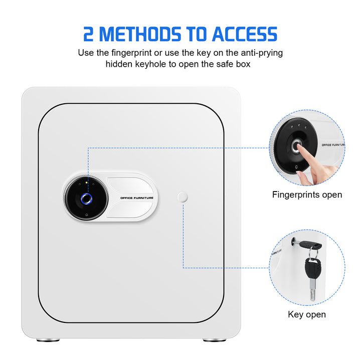 2 Cub Safe Box, 3 opening methods  Safe for Money Valuables, White