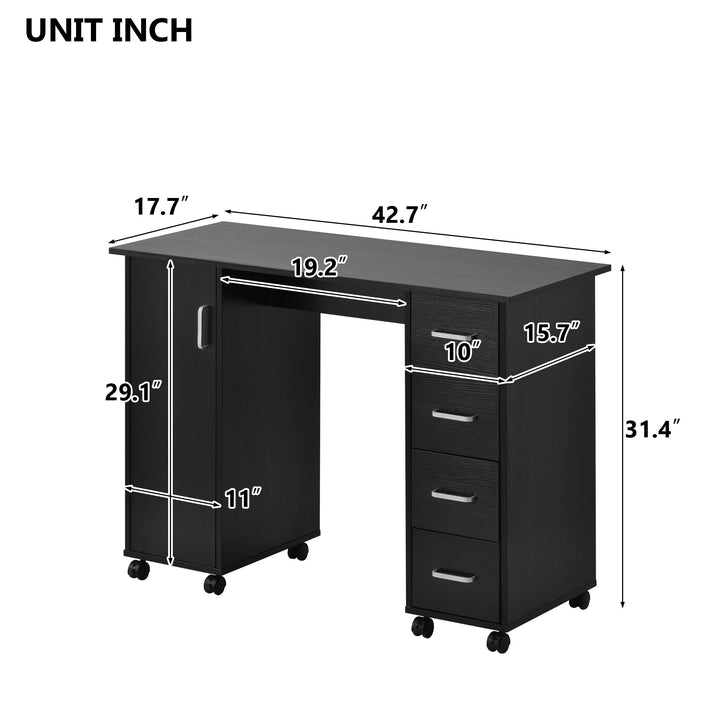 Home Office Computer Desk Table with Drawers White Black