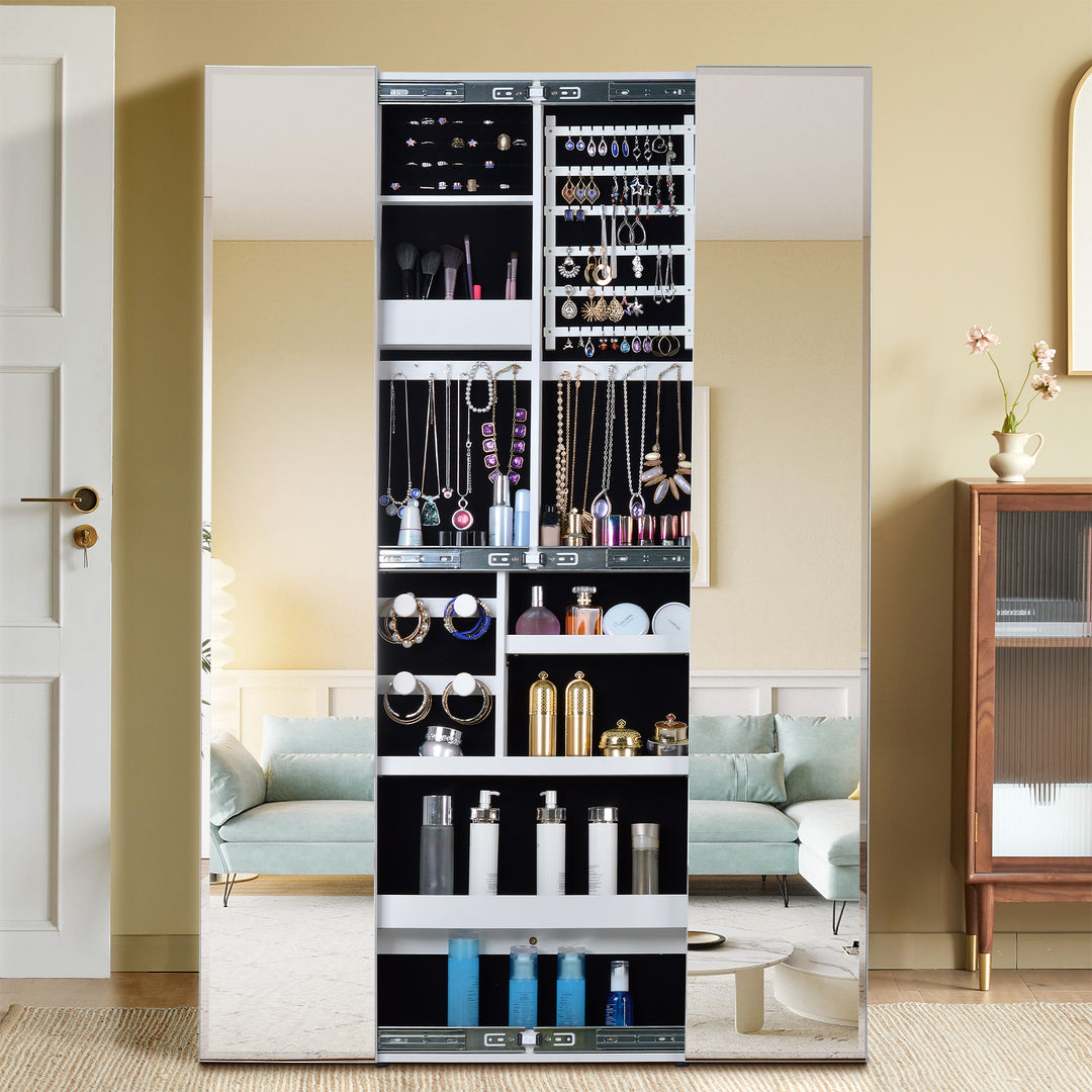 Full Mirror Standing Two Doors Fashion Lxury  Jewelry Storage Cabinet