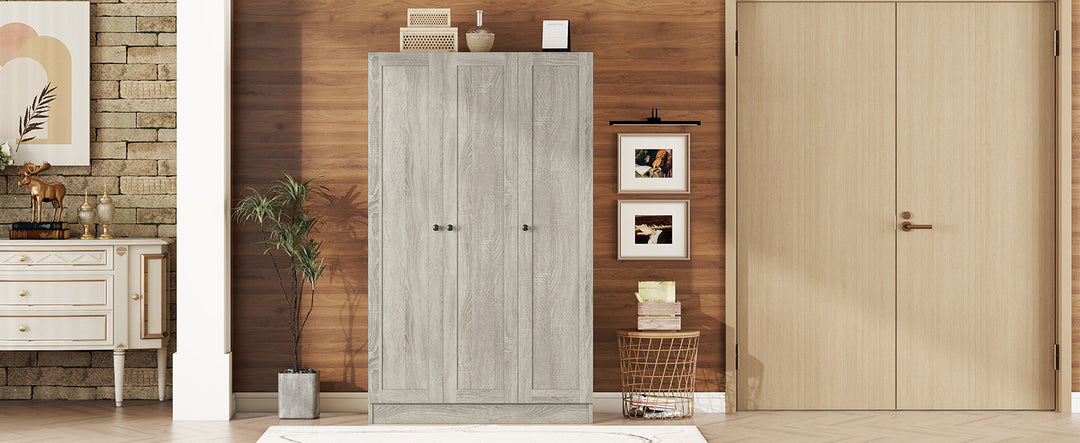 3-Door Shutter Wardrobe with shelves, Gray