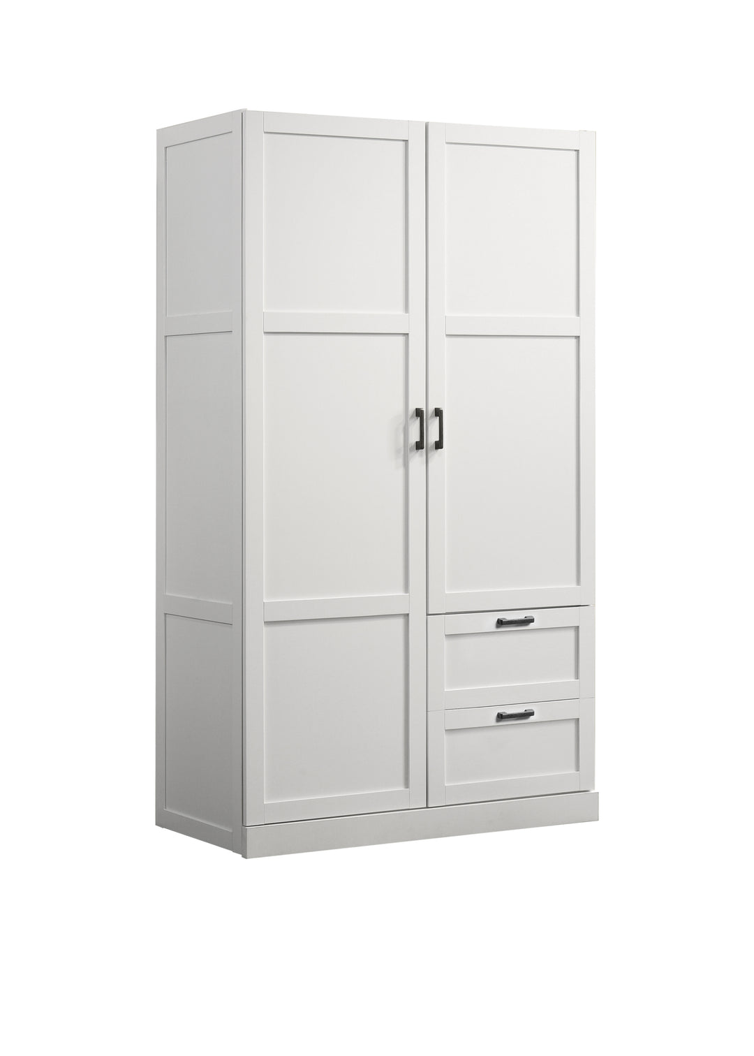 Aubree 40" White Wardrobe Cabinet Armoire with 2 Drawers and Hanging Rod