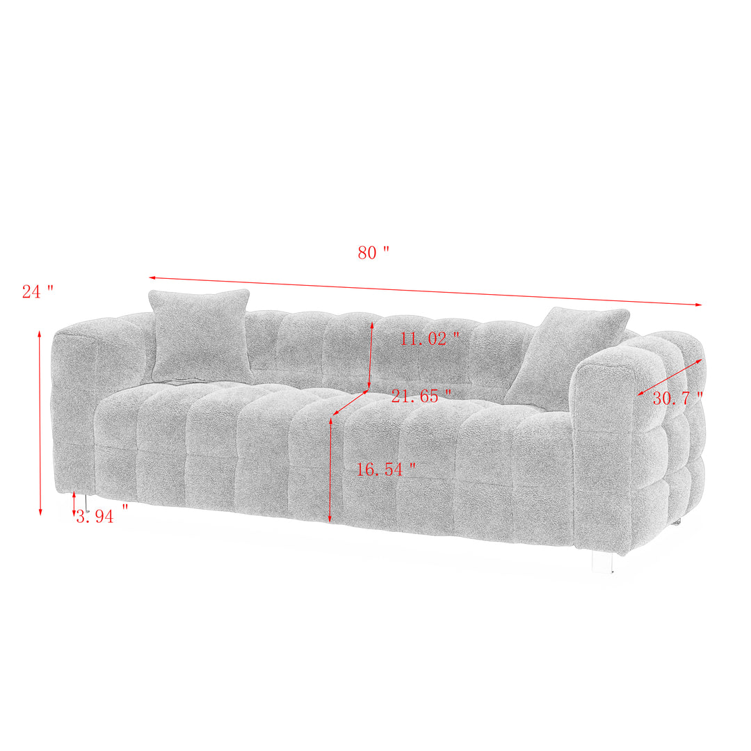 2146  Sofa Include Two Pillows 80" Gray Grain Fleece Fabric Suitable For Living Room Bedroom Apartment