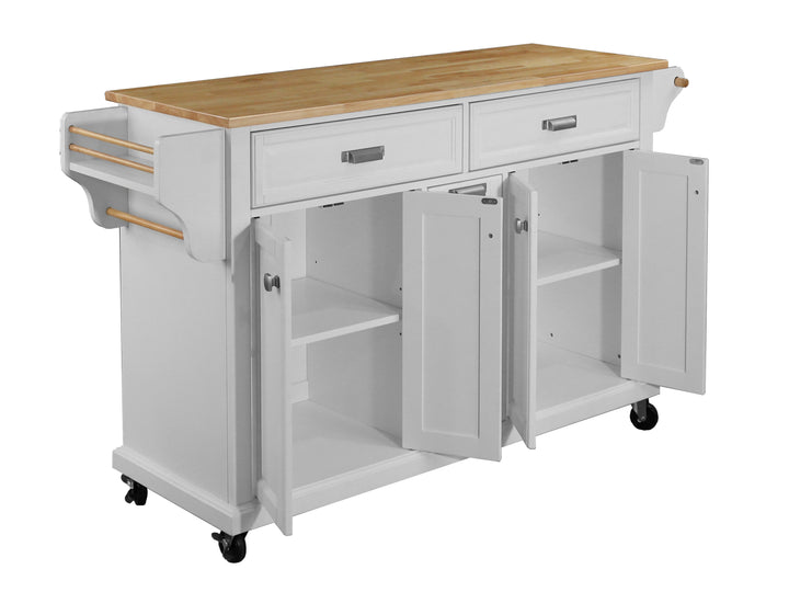 Cambridge Natural Wood Top Kitchen Island with Storage