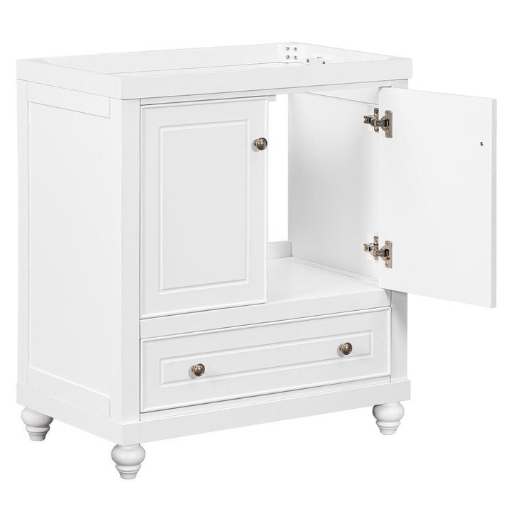 30" Bathroom Vanity without Sink, Base Only, Cabinet with Doors and Drawer, Solid Frame and MDF Board, White