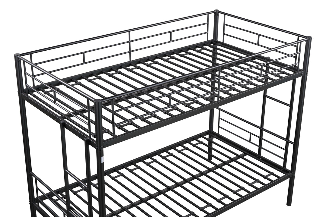 Metal Twin over Twin Bunk Bed/ Heavy-duty Sturdy Metal/ Noise Reduced Design/ 2 Side Ladders/ Safety Guardrail/ CPC Certified/ No Box Spring Needed