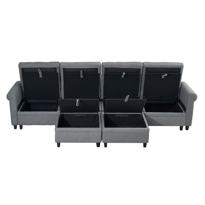 U Shaped Sectional Couch Convertible Sectional Couch with Double Chaise 4 Seat Sectional Sofa for Living Room