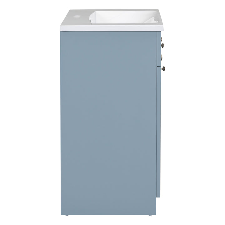 Modern 30-Inch Bathroom Vanity Cabinet with Easy-to-Clean Resin Integrated Sink in Blue