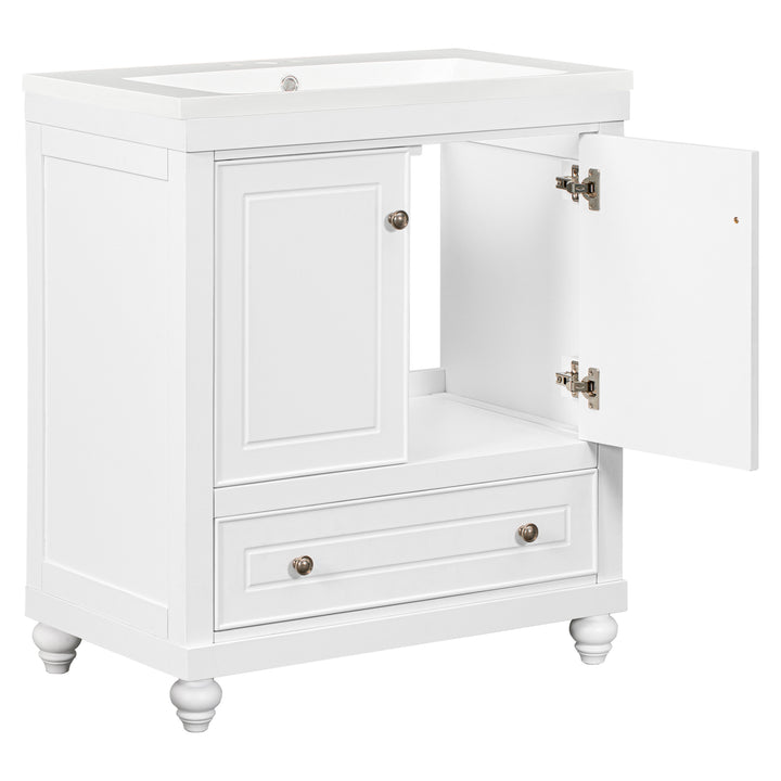 30" Bathroom Vanity with Sink, Combo, Cabinet with Doors and Drawer, Solid Frame and MDF Board, White