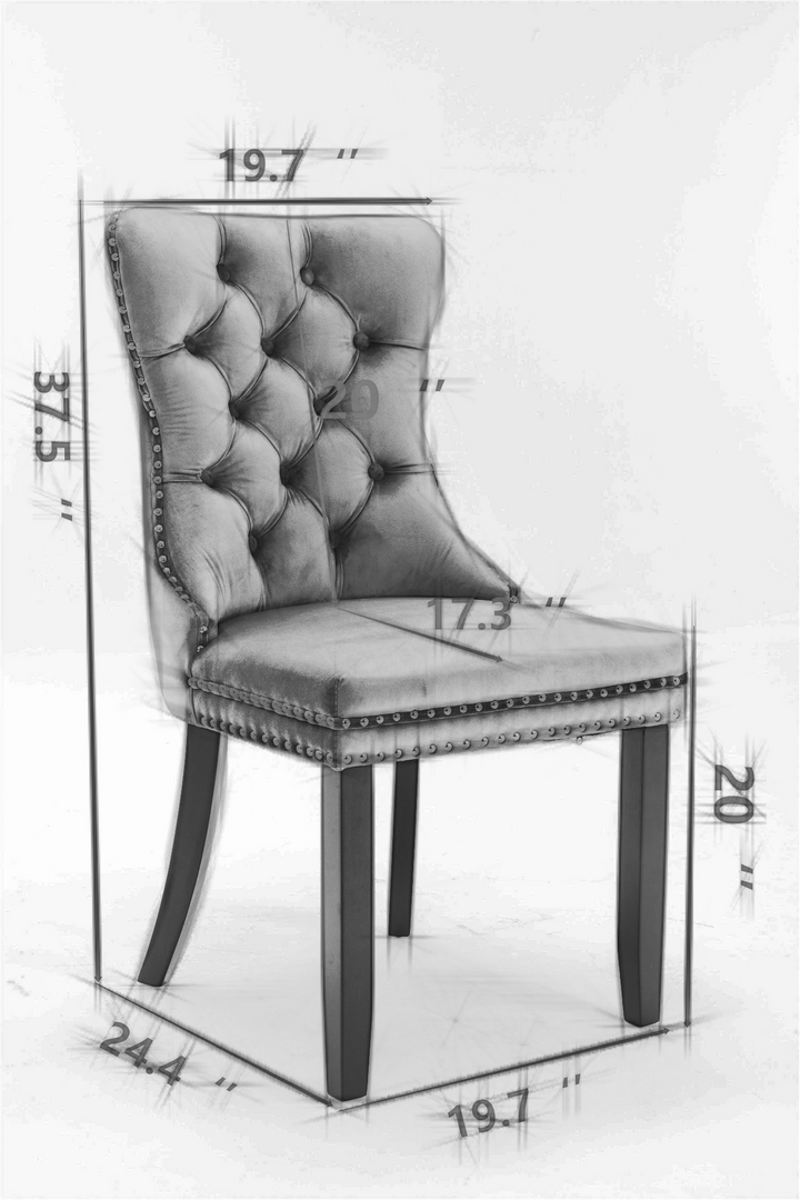 Nikki Collection Modern, High-end Tufted Solid Wood Contemporary Velvet Upholstered Dining Chair with Wood Legs Nailhead Trim 2-Pcs Set,Gloden, SW2001GL