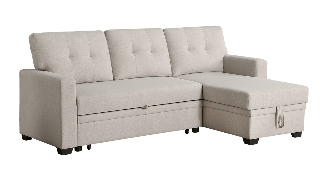 Upholstered Pull out Sectional Sofa with Chaise