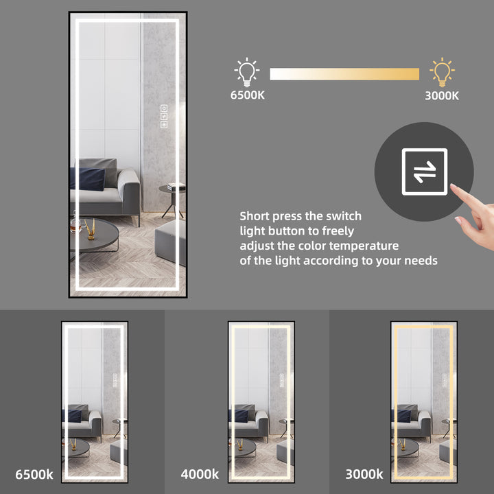 LED Mirror Full Length Mirror with Lights Wide Standing Tall Full Size Mirror for Bedroom Giant Full Body Mirror Large Floor Mirror with Lights Stand Up Dressing Big Lighted Mirror