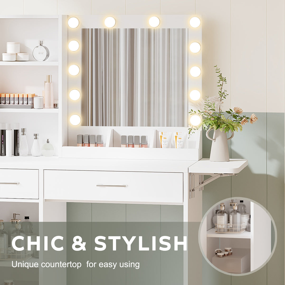 Makeup Vanity Desk with LED Lighted Mirror