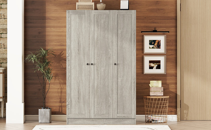 3-Door Shutter Wardrobe with shelves, Gray