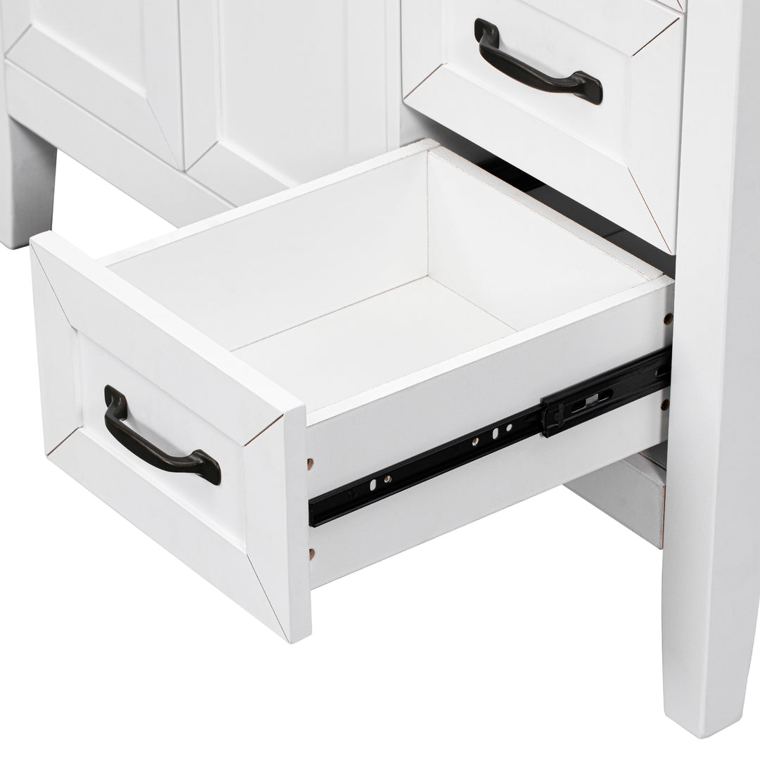 36" Bathroom Vanity without Sink, Cabinet Base Only, Bathroom Cabinet with Drawers, Solid Frame and MDF Board, White