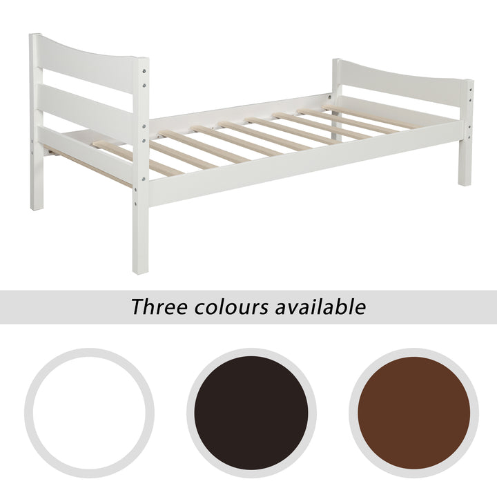 [Not allowed to sell to Walmart]Twin Size Wood Platform Bed with Headboard and Wooden Slat Support (White)