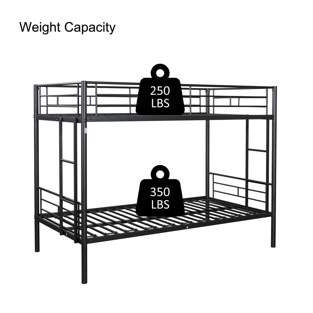 Metal Twin over Twin Bunk Bed/ Heavy-duty Sturdy Metal/ Noise Reduced Design/ 2 Side Ladders/ Safety Guardrail/ CPC Certified/ No Box Spring Needed