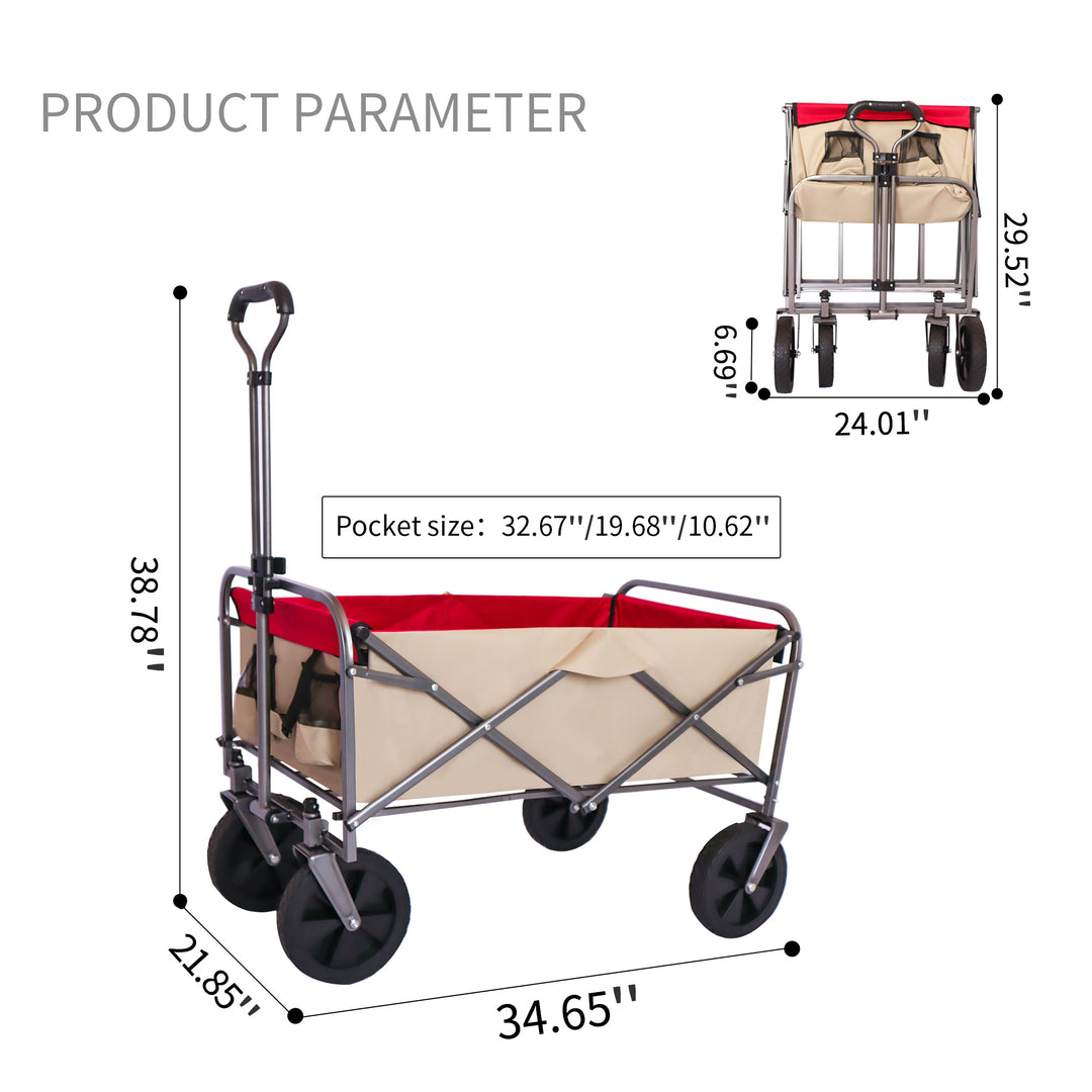 Outdoor Garden Multipurpose Micro Collapsible Beach Trolley Cart Camping Folding Wagon