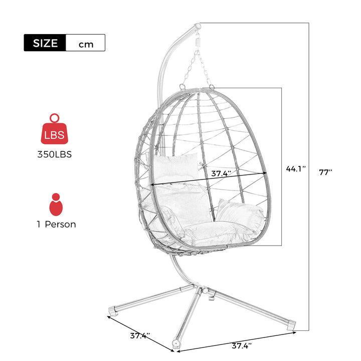 Egg Chair with Stand Indoor Outdoor Swing Chair Patio Wicker Hanging Egg Chair Hanging Basket Chair Hammock Chair with Stand for Bedroom Living Room Balcony