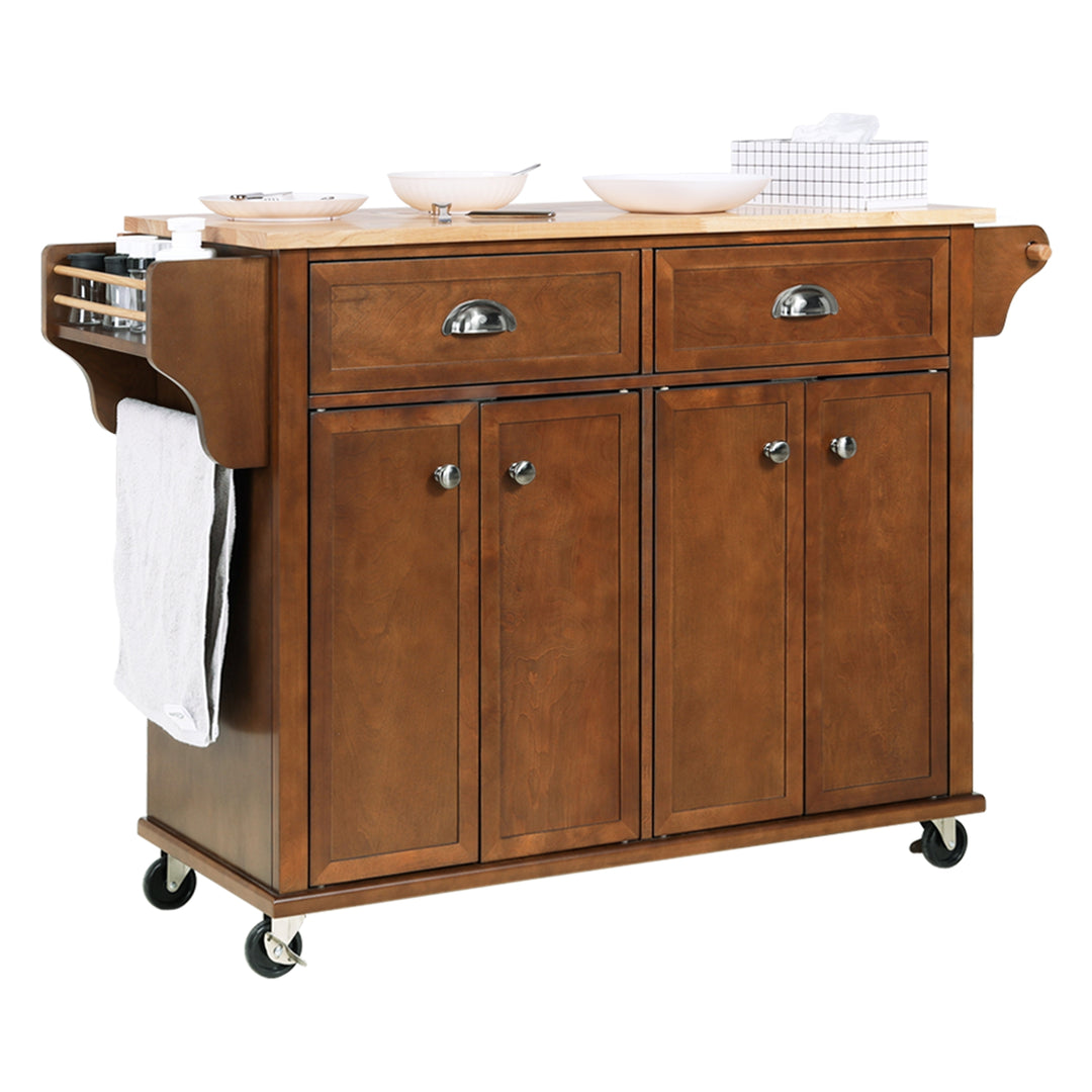 Cambridge Natural Wood Top Kitchen Island with Storage