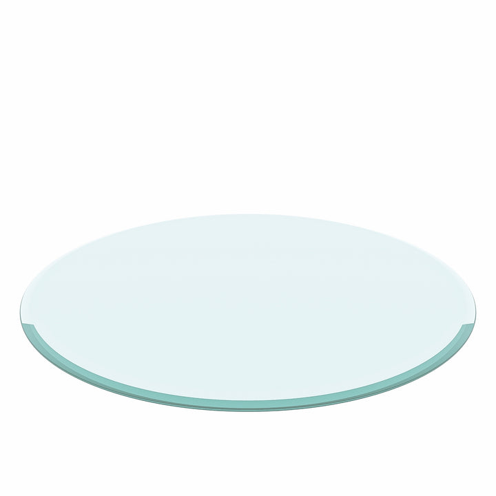 24" Round Tempered Glass Table Top Clear Glass 2/5 Inch Thick Beveled Polished Edge