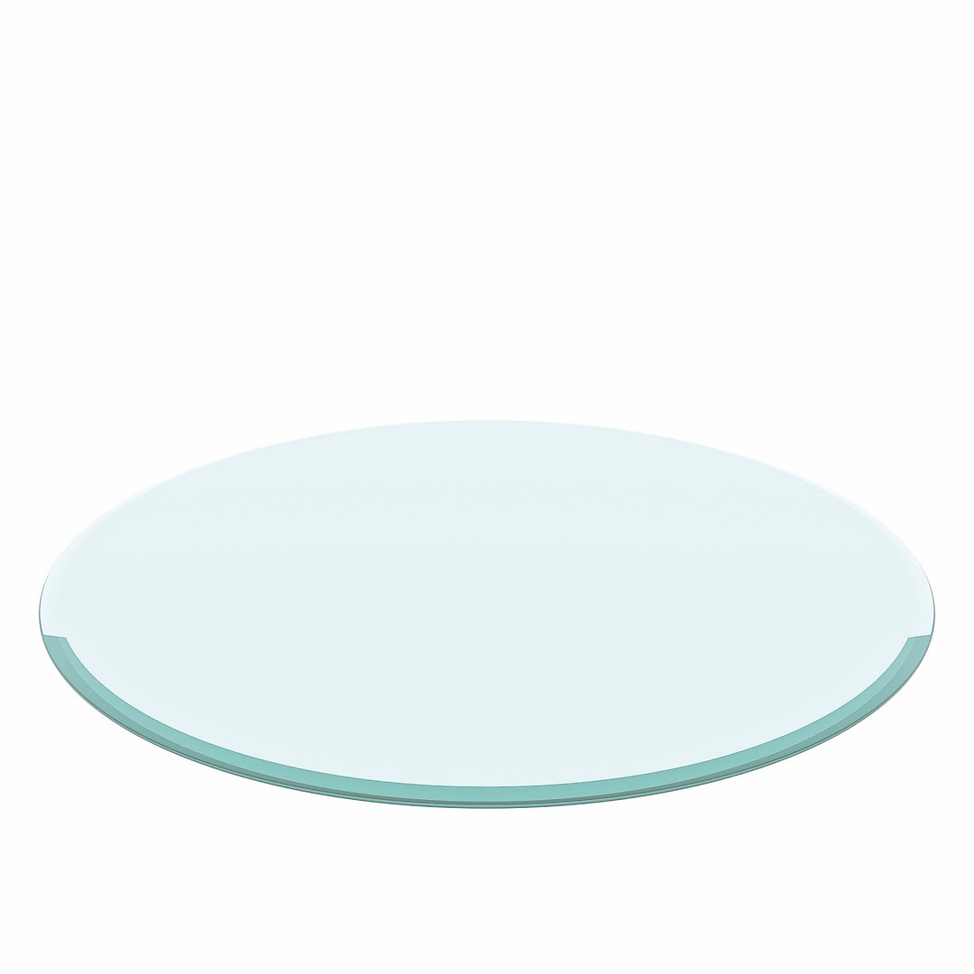 24" Round Tempered Glass Table Top Clear Glass 2/5 Inch Thick Beveled Polished Edge