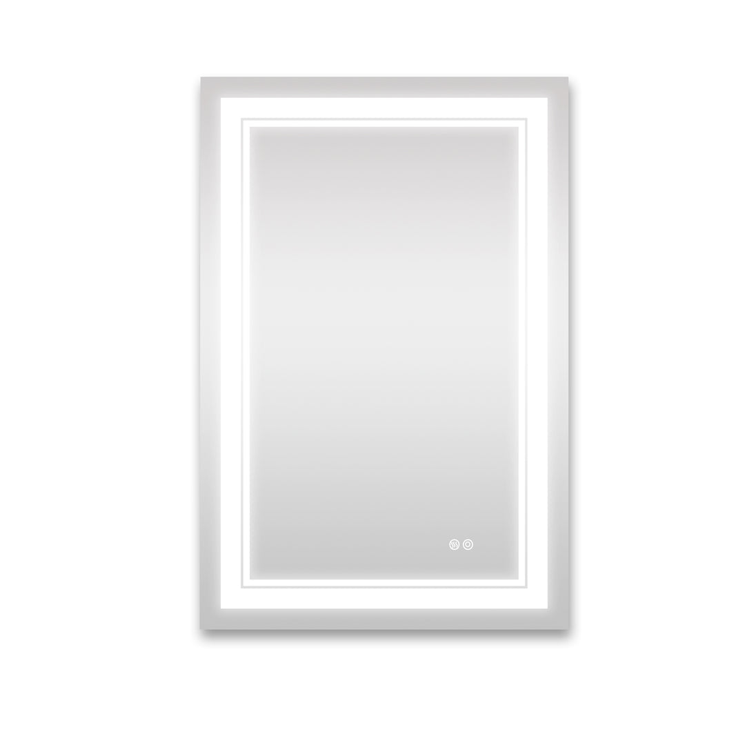 24x36 Inch LED Lighted Bathroom Mirror with 3 Colors Light, Wall Mounted Bathroom Vanity Mirror with Touch Button, Anti-Fog Dimmable Makeup Mirror (Horizontal/Vertical)