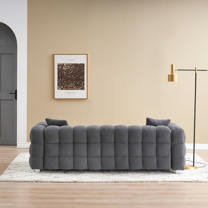 2146  Sofa Include Two Pillows 80" Gray Grain Fleece Fabric Suitable For Living Room Bedroom Apartment