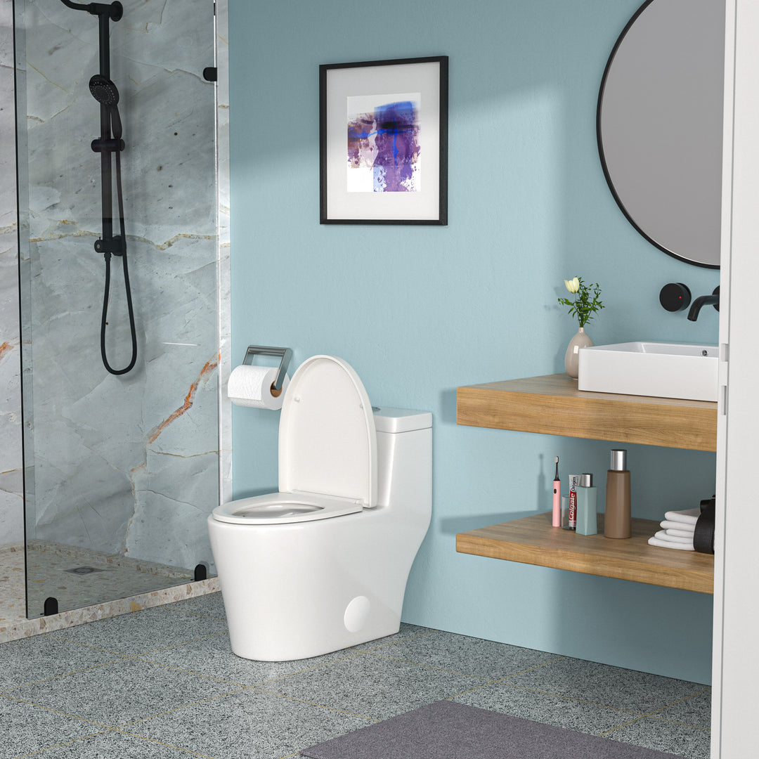 Ceramic One Piece Toilet,Dual Flush with Soft Clsoing Seat