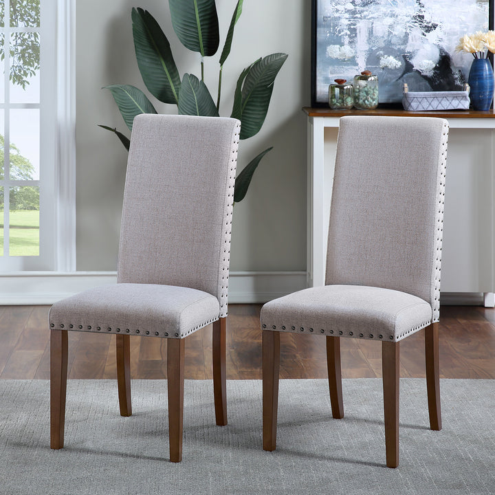 Orisfur. Upholstered Dining Chairs - Dining Chairs Set of 2 Fabric Dining Chairs with Copper Nails