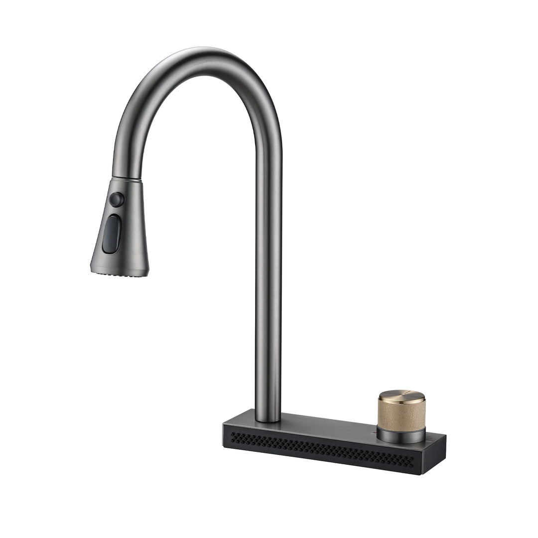 Kitchen Sink Flying rain Waterfall Kitchen Sink Set 30"x 18" 304 Stainless Steel Sink with Pull Down Faucet, and Accessories