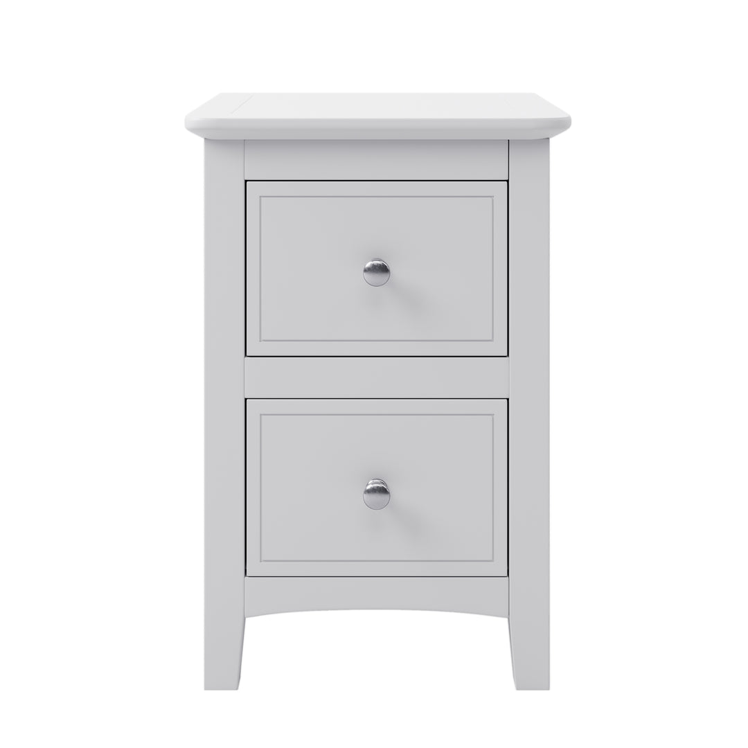 2 Drawers Solid Wood Nightstand End Table in White